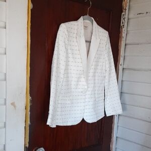 Zadig & Voltaire White Victor Flower Textured Fitted Blazer Sz 36 NWOT